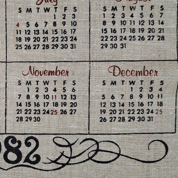 Vintage 1982 Linen Calendar Country Farm in Winter Scene - Picture 11 of 16